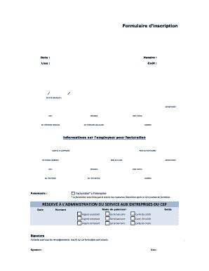 Fillable Online FORMULAIRES INSCRIPTION Xlsm Centre D Tudes Fax