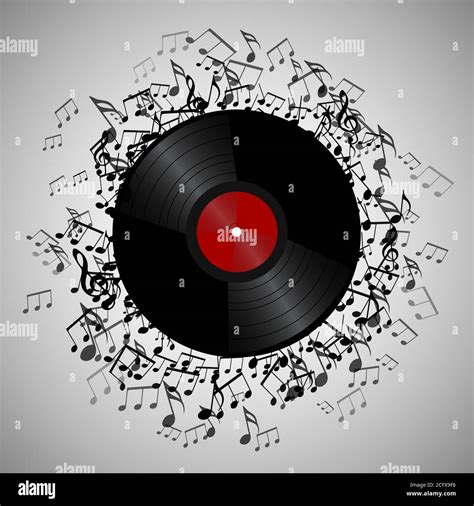 Ilustración De Disco De Vinilo Con Notas Musicales Vector Elemento Para Presentaciones