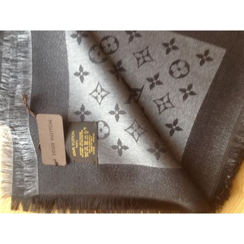 Louis Vuitton Classical Monogram Scarf Black Silk Ref Joli Closet