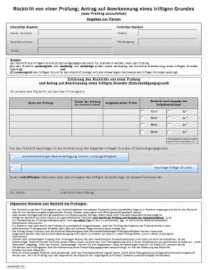 Ausf Llbar Online R Cktritt Von Einer Pr Fung Antrag Auf Anerkennung