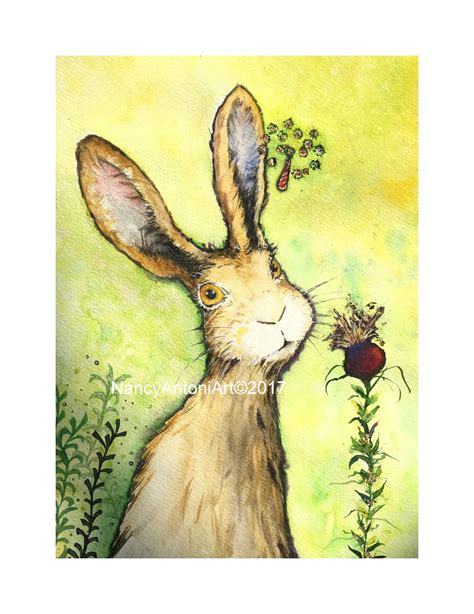 Hare In Summer Watercolour Painting By Nancy Antoni Painting Hare