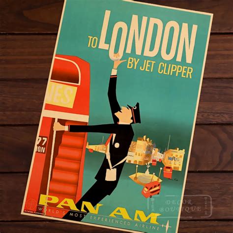 Pop Art London Panam Map Vintage Travel Poster Classic Retro Kraft