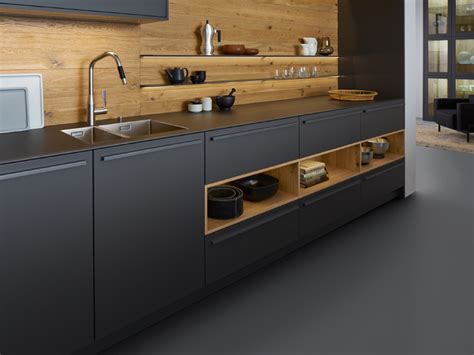 Elegante K Chenl Sung In Anthrazit Und Holz Contemporain Cuisine