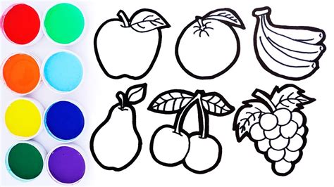 Dibuja Y Pinta Frutas 🍎🍐🍊 Dibujos Para Niños Aprende Frutas Coloreando Funkeep Youtube