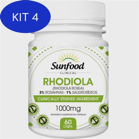 Kit 4 Rhodiola Rosea 500 Mg 60 Cáps Sunfood Submarino