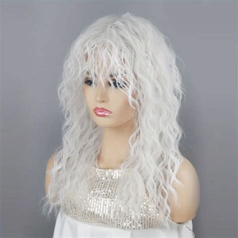 Womens White Curly Wigs Bangs Long Curly Wigs Women Anime Temu