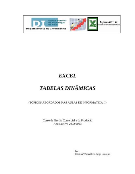 PDF EXCEL TABELAS DINÂMICAS Escola Superior de PDF fileCurso de