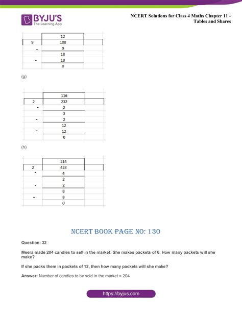 Ncert Solutions Class 4 Maths Chapter 11 Tables And Shares Get Free Pdfs