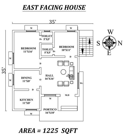 The Floor Plan For An East Facing House