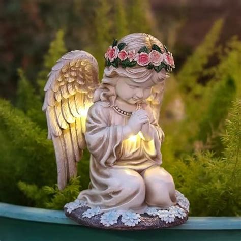 Sharita Praying Angels Figurine Solar Garden Angel Statues Waterproof