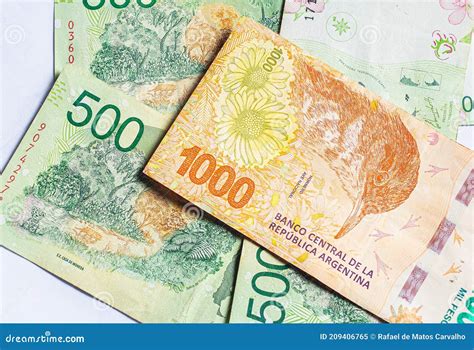 Notas De Moeda Em Close Up Da Moeda Argentina O Peso Argentino Ars