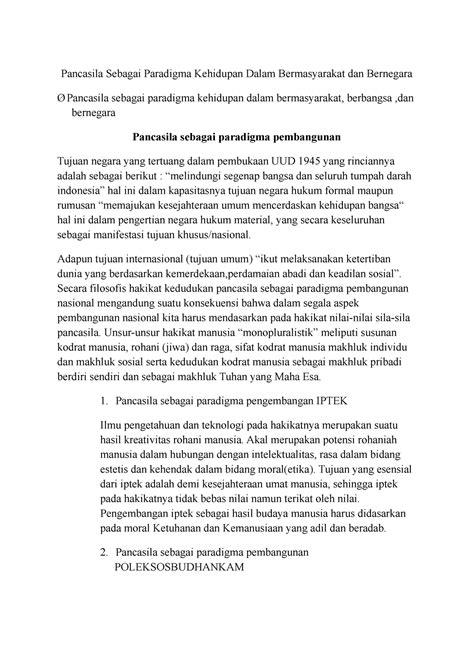 Pancasila Sebagai Paradigma Kehidupan Dalam Bermasyarakat Berbangsa