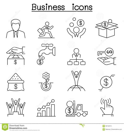 Business Icon Set In Thin Line Style Stock Vector Illustration Of