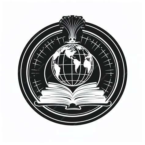 premium vector logo black  white encyclopedia  earth globe