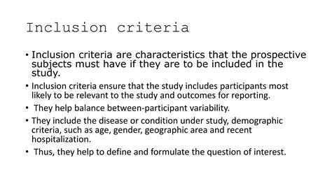 Inclusion Andexclusion Criteria Pptx