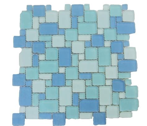 Coastal Seaside French Pattern Beached Frosted Glass Tiles 1499 French Pattern Glass Mosaic