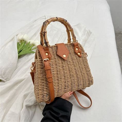 Straw Bags For Women Summer Rattan Bag Handmade Woven Beach Bag