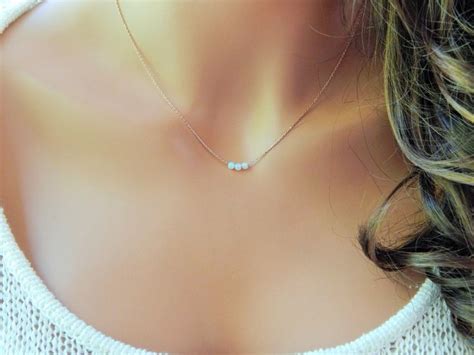 Rose Gold And White Opal Necklace Opal Necklace Opal Jewelry Dainty