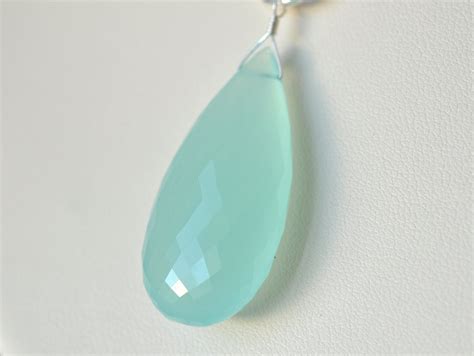 Aqua Chalcedony Necklace Gold Filled Necklace Aqua Blue Teardrop