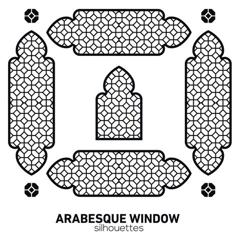 Arabesque Window Silhouettes Vector Symbol Traditional Islamic Arches