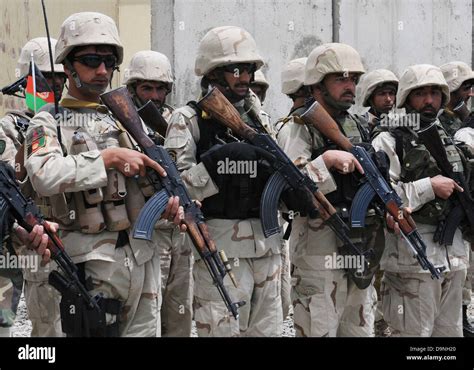 Afghan National Security Force Soldiers Prepare For Inspection At The