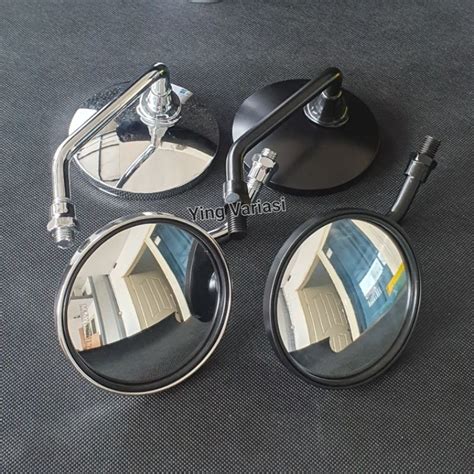 Jual Spion Retro Bulat Classic Kaca Cembung Hitam Sepion Klasik Scoopy