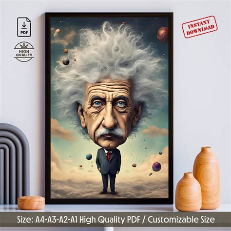 Albert Einstein Surreal Printable Art Surreal Einstein Poster Einstein Figure Einstein Art