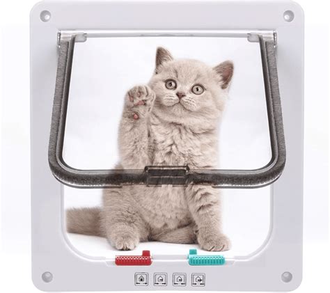 Sherry Cat Door Flap (exterior dimensions 7.5" x 7.8"), 4-Way Locking Medium Cat Door for ...