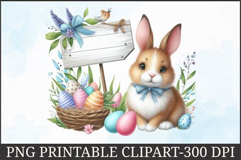 Cute Easter Bunny Sign Clipart Graphic By Artstory Creative Fabrica