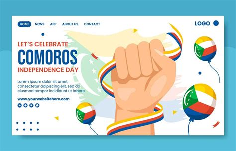 Happy Comoros Independence Day Social Media Landing Page Illustration