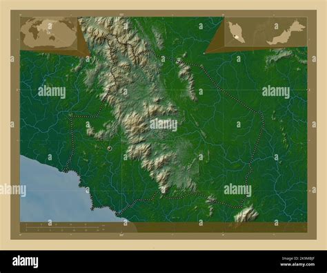 Negeri Sembilan State Of Malaysia Colored Elevation Map With Lakes