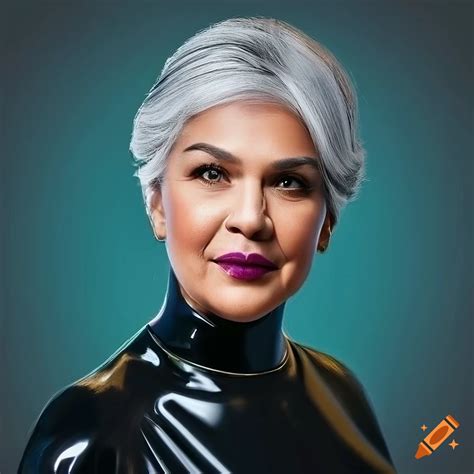 Detailed Portrait Of A Mature Latina Woman In Black Latex Top On Craiyon