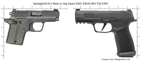 Springfield 911 9mm Vs Sig Sauer P365 XMACRO TACOPS Size Comparison