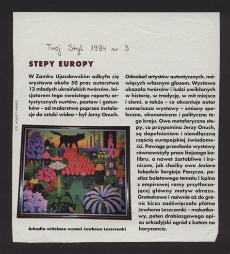 Stepy Europy 1993 dokumenty Mediateka Centrum Sztuki Współczesnej