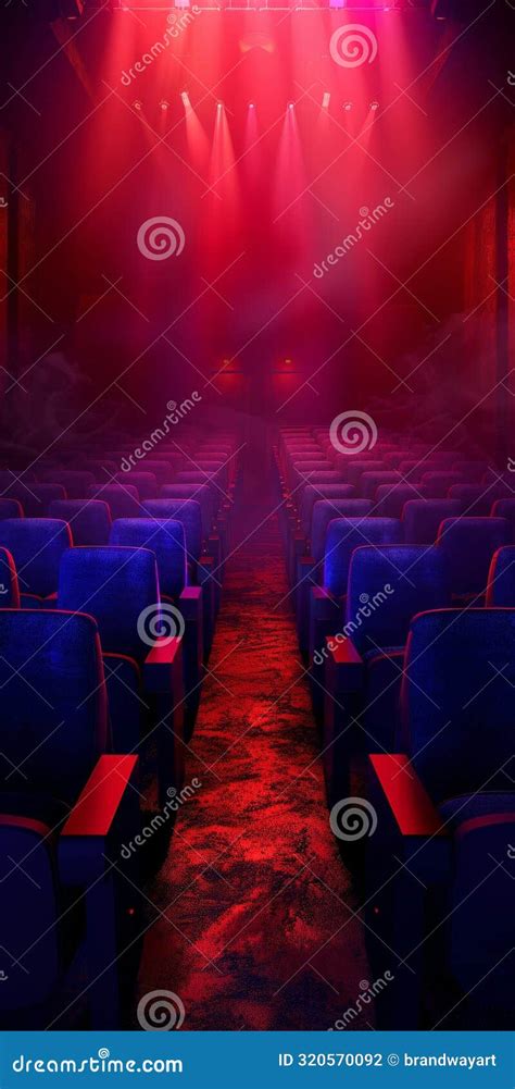 Empty Theater With Red And Blue Lights Stock Illustration