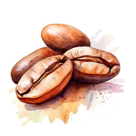 A Brown Coffee Beans Watercolor Eye Catching And Beautifully Colored