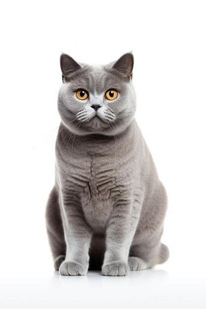 Adorable gato británico de pelo corto en un fondo blanco de estudio