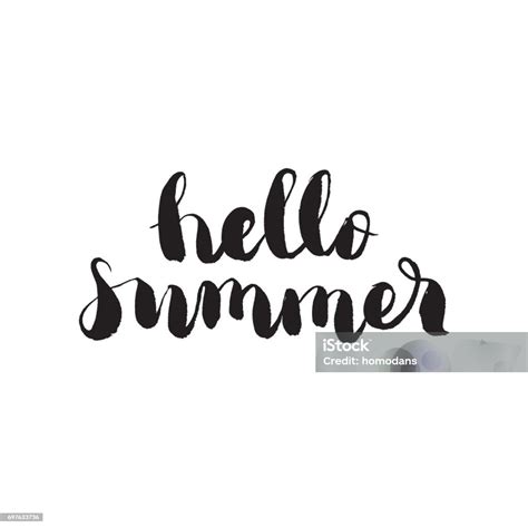 Hello Summer Hand Drawn Lettering Vector Stock Illustration Download