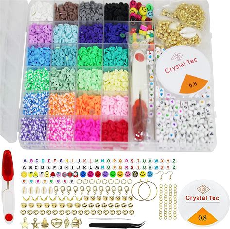 6600Pcs Clay Beads Kit BetterJonny 24 Colors Flat Polymer Clay Bead