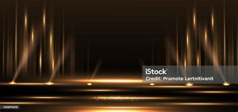 Elegant Golden Stage Vertical Glowing With Lighting Effect Sparkle On