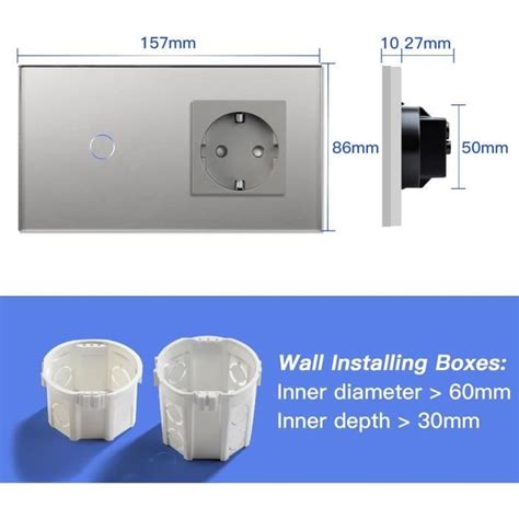 Interrupteur Tactile Mural En Verre Avec Prise Schuko Cee A