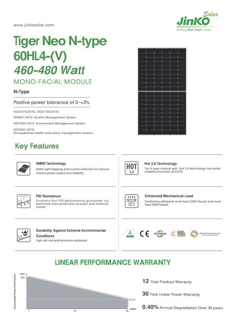 Saules Panelis Jinko Solar 480w Jkm480n 60hl4 V N Type Solarway