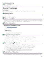 General Psychology Psyc M Session M Weeks Fall Pdf