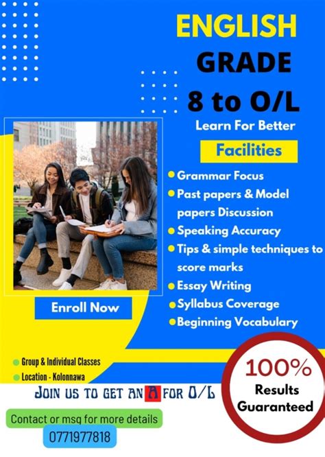 English Classes English O L Grade 6 11 Colombo