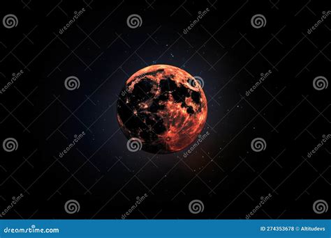 Eclipsed Sun And Moon With Stars In The Background Stock Photo