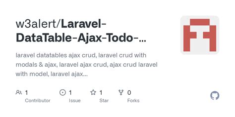 GitHub W3alert Laravel DataTable Ajax Todo CRUD Example Tutorial