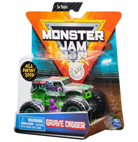 2019 Monster Jam Truck Spin Master Chrome Grave Digger Wfigure 164