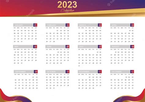 Plantilla De Calendario 2323 Vector Premium