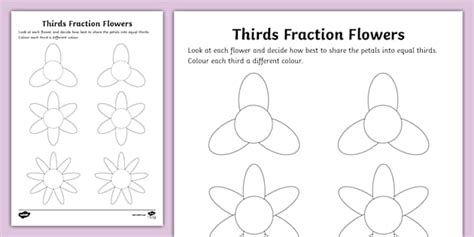 Thirds Fraction Flowers Activity Sheet Professor Feito