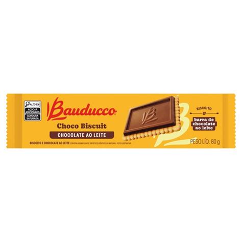 Biscoito Chocolate Ao Leite Bauducco Choco Biscuit Pacote 80g Trimais